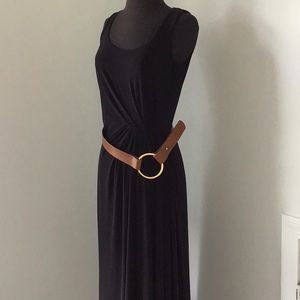 Ralph Lauren Black Gathered Waist Belted Dress